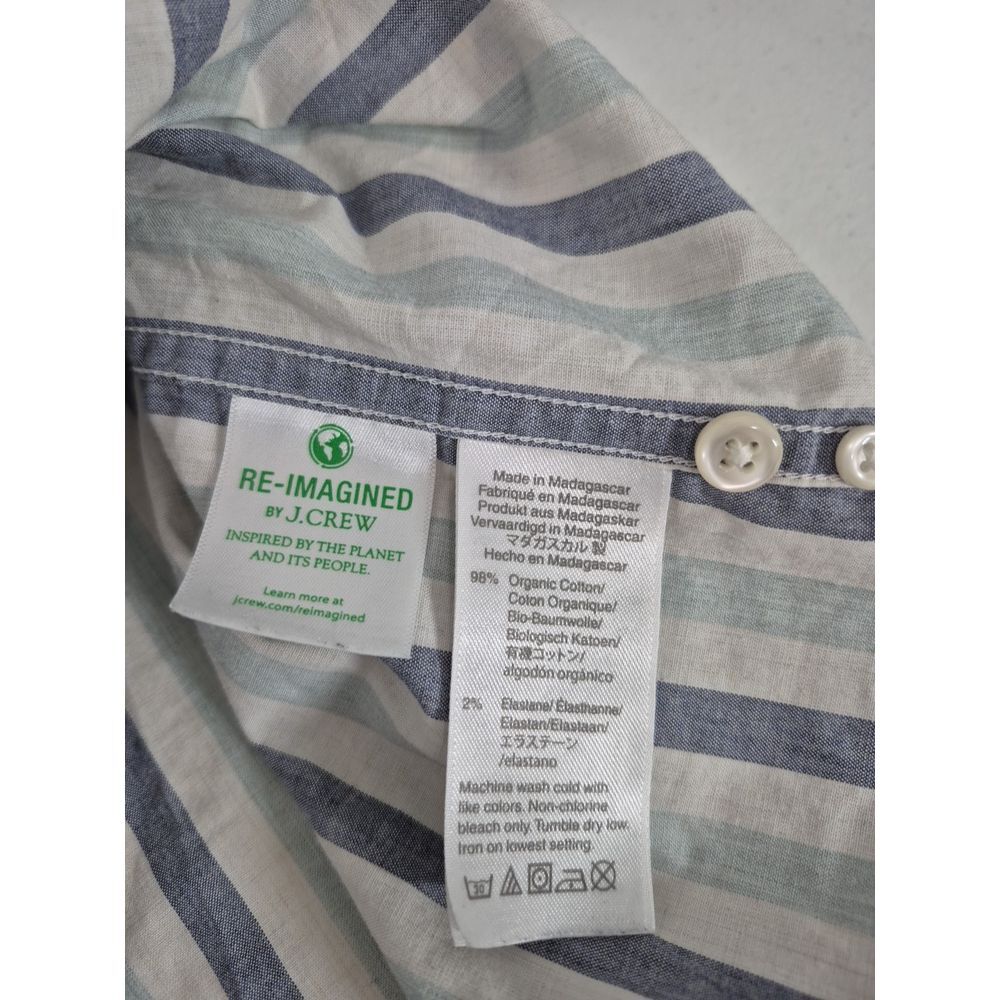 J Crew Shirt Mens 2XL Green Stripe Classic Secret‎ Wash Shirting Button Down - Picture 5 of 7